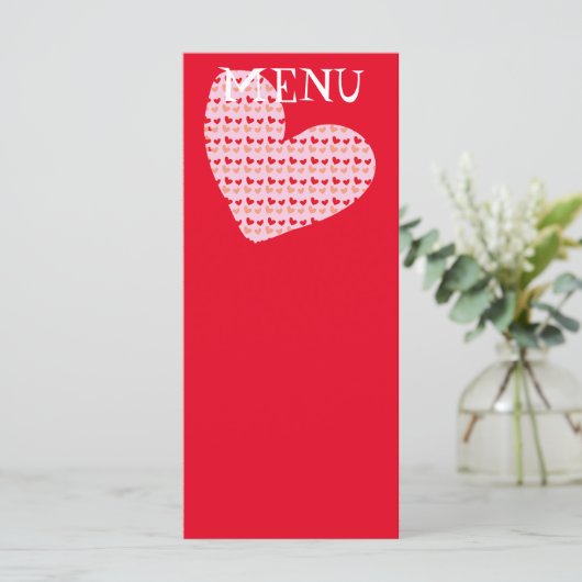 rode roze mini hartmenu menu (Staand voorkant)