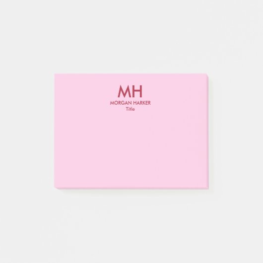 Rode Roze Minimaal Schoon Initiaal Post-it® Notes (Voorkant)
