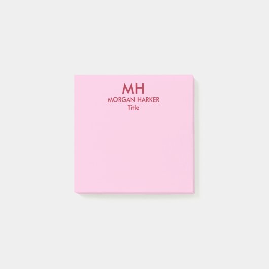 Rode Roze Minimaal Schoon Initiaal Post-it® Notes (Voorkant)