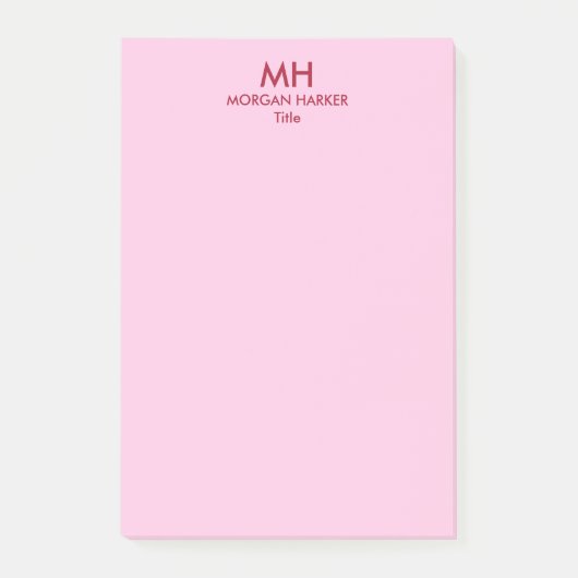 Rode Roze Minimaal Schoon Initiaal Post-it® Notes (Voorkant)