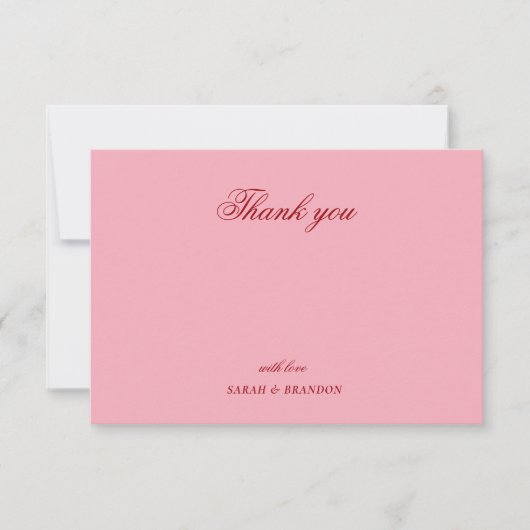 Rode roze minimalistische script bruiloft bedankt  (Voorkant)