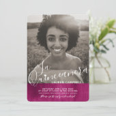 Rode roze moderne kunst La Quinceañera foto Kaart (Staand voorkant)