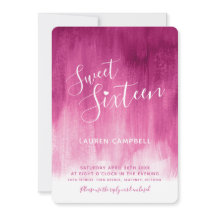 Rode roze moderne kunst, zoete zestien uitnodiging