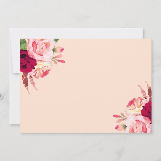 Rode roze moderne trouwdouche kaart (Achterkant)