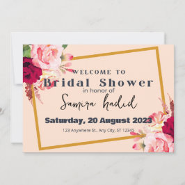 Rode roze moderne trouwdouche kaart