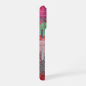 Rode roze monogram naam abstract patroon iPhone hoesje (Rechterkant)