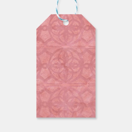 Rode Roze Monogram Waterverf Cadeaulabel (Achterkant)