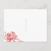 Rode roze monotone Floral Wedding RSVP Uitnodiging Briefkaart (Achterkant)