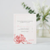 Rode roze monotone Floral Wedding RSVP Uitnodiging Briefkaart (Staand voorkant)