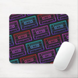 Rode Roze Neon Cassetteband Patroon Muismat