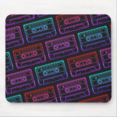 Rode Roze Neon Cassetteband Patroon Muismat (Voorkant)