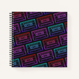 Rode Roze Neon Cassetteband Patroon Spiraal Notitieboek