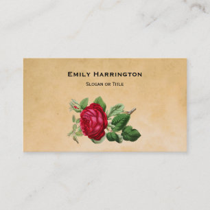 rode roze op een Faux Tan Leather Achtergrond Visitekaartje