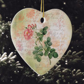  rode roze op roze Damask met handschrift Keramisch Ornament