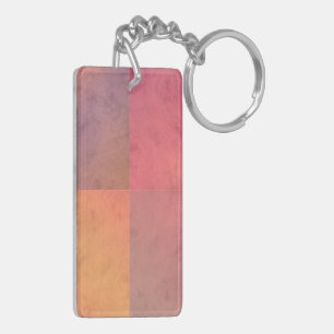 Rode Roze Oranje Gele Geometrische Waterverf Kunst Sleutelhanger