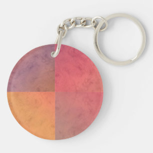 Rode Roze Oranje Gele Geometrische Waterverf Kunst Sleutelhanger