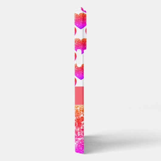 Rode roze Oranje Glitter sparkles Monogram iPhone Hoesje (Rechterkant)