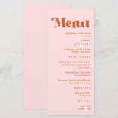 Rode Roze Oranje Retro Bruiloft Menu (Voorkant / Achterkant)