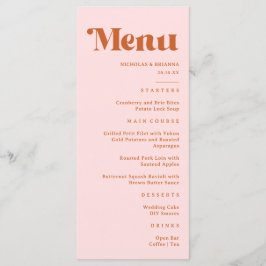 Rode Roze Oranje Retro Bruiloft Menu