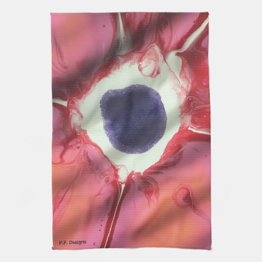 Rode roze Paarse Abstracte acrylveer Theedoek (Verticaal)