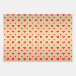 Rode Roze Paarse Harten Gouden Folie Valentijnsdag Inpakpapier Vel