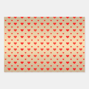 Rode Roze Paarse Harten Gouden Folie Valentijnsdag Inpakpapier Vel
