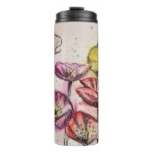 Rode roze Paarse papaverbloemen papaver Thermosbeker (Voorkant)