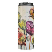 Rode roze Paarse papaverbloemen papaver Thermosbeker (Achterkant)