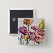 Rode roze Paarse papaverbloemen papaver Vierkante Button 5,1 Cm (Voorkant /achterkant)