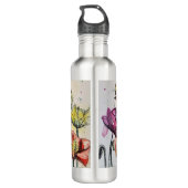 Rode roze Paarse papaverbloemen papaver Waterfles (Achterkant)