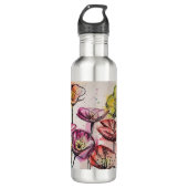 Rode roze Paarse papaverbloemen papaver Waterfles (Voorkant)