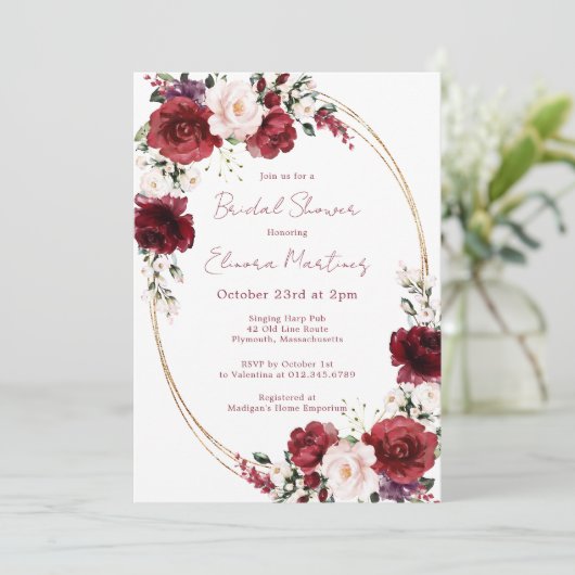 Rode roze Paarse Roos Floral Vrijgezellenfeest Kaart (Staand voorkant)