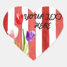 Rode, Roze & Paarse Tulpen Hart Sticker