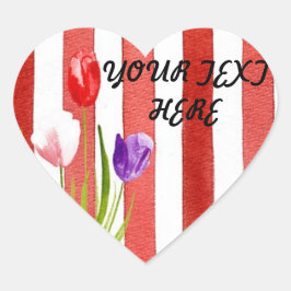 Rode, Roze & Paarse Tulpen Hart Sticker