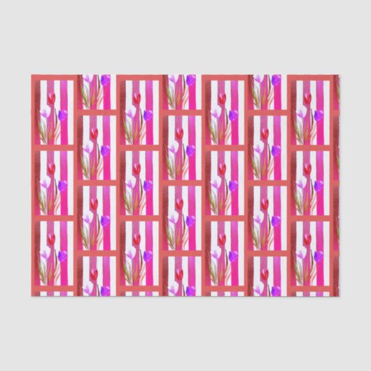 RODE, ROZE & PAARSE TULPEN VLOEIPAPIER TISSUEPAPIER (Voorkant)
