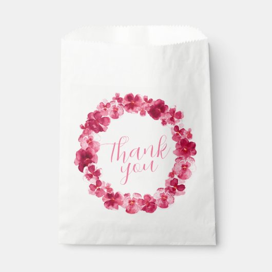 Rode roze pansie met dank aan waterverf kunst bedankzakje (Voorkant)