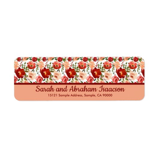 Rode roze papaver Rozen Adres retourneren Etiket (Voorkant)