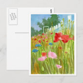 Rode roze papaver Waterverf bloemen Briefkaart (Voorkant / Achterkant)