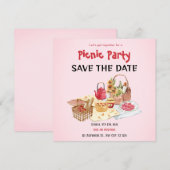 Rode Roze Picknick Save The Date Kaart (Voorkant / Achterkant)