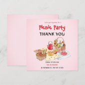 Rode Roze Picknickfeest Bedankkaart (Voorkant / Achterkant)