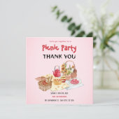 Rode Roze Picknickfeest Bedankkaart (Staand voorkant)