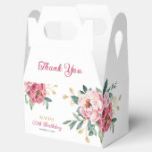 Rode Roze Pioen Goud Blad Rustieke Bloemen Verjaar Bedankdoosjes (Geopend)