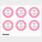 Rode roze pokadots en cirkels Editable Dank u Ronde Sticker (Vel)