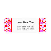 Rode roze pokkendots en cirkels bewerkbaar rendeme etiket (Voorkant)