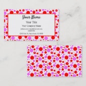 Rode roze poolpunten en cirkels bewerkbaar visitekaartje (Voorkant / Achterkant)