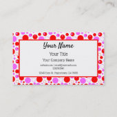 Rode roze poolpunten en cirkels bewerkbaar visitekaartje (Voorkant)