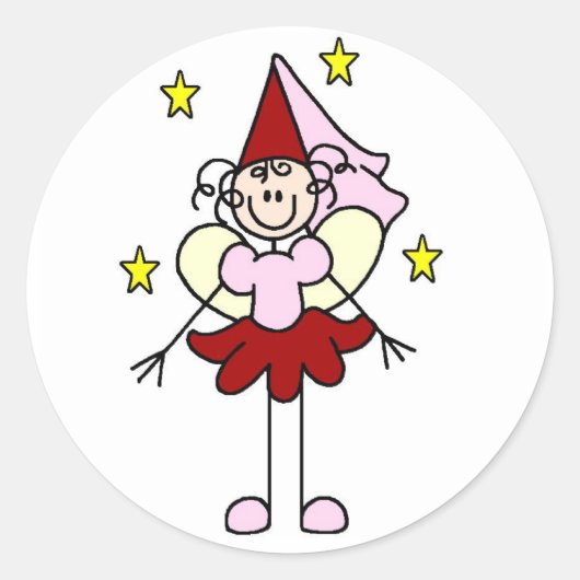 Rode/Roze Prinses Stick Figure Sticker (Voorkant)
