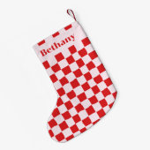 Rode Roze Retro Groovy Kleine Kerstsok (Achterkant (Hangend))
