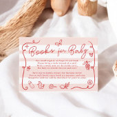 Rode Roze Retro Schattigee Geïllustreerde Boeken B Informatiekaartje