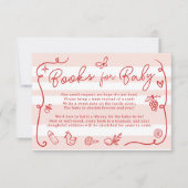 Rode Roze Retro Schattigee Geïllustreerde Boeken B Kaart (Voorkant)